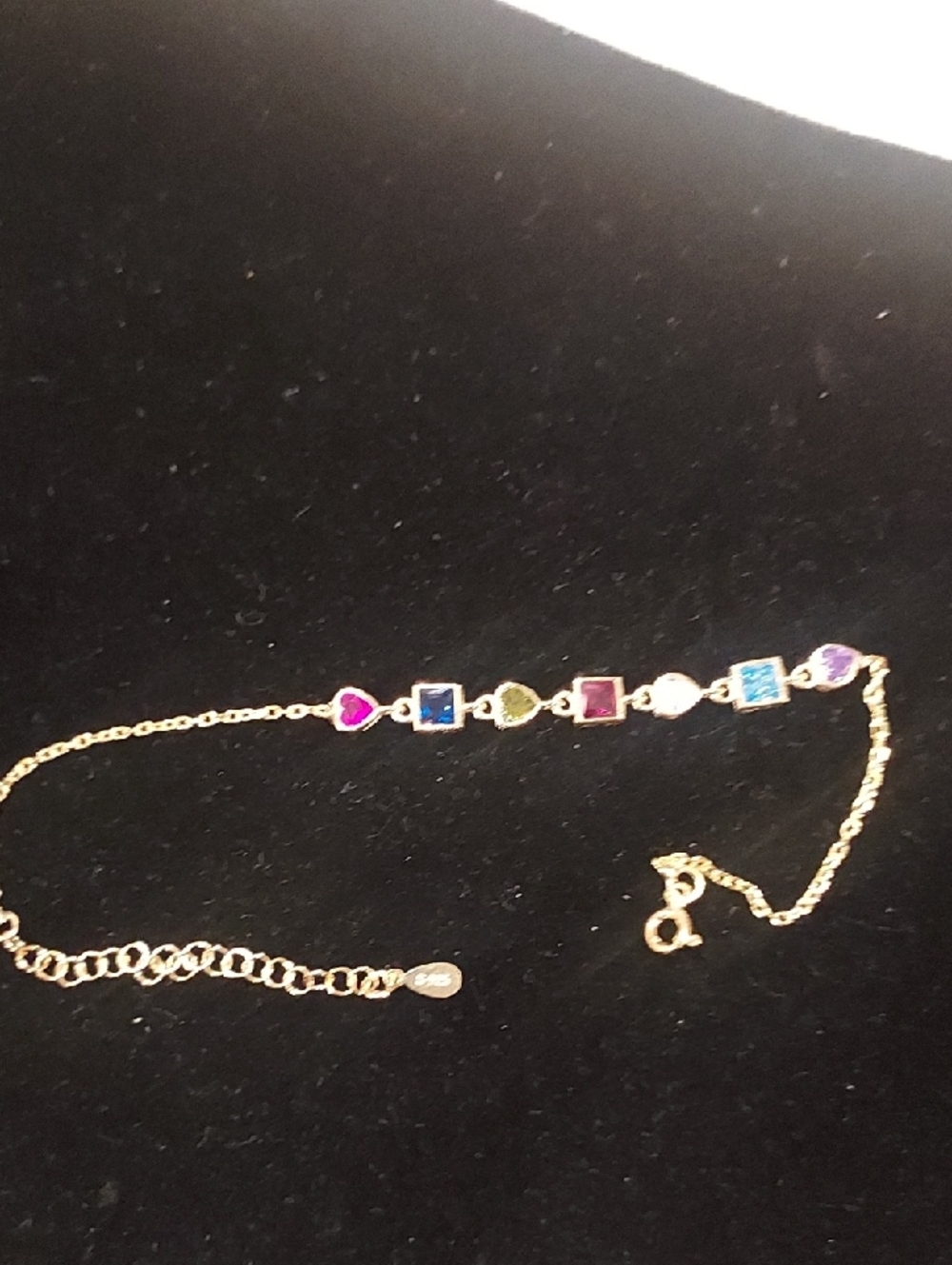 For Laura💋Sterling Silver,925 with gold overlay,  Multi Gemstone Link Bracelet